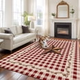 thumbnail image 1 of Rusty Country Stars Large Area Rugs 6x9 ft Farmhouse Berries Vine Red Beige Plaid Washable Rug Non Slip Indoor Carpet Absorbent Floor Mat for Living Room Bedroom Dining Room, 1 of 9