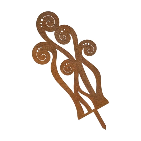 Rusty Garden Stake Iron Fern Support Poles Decorative Outdoor Ground Stake For Modern and Rural Landscape Gardening Tool