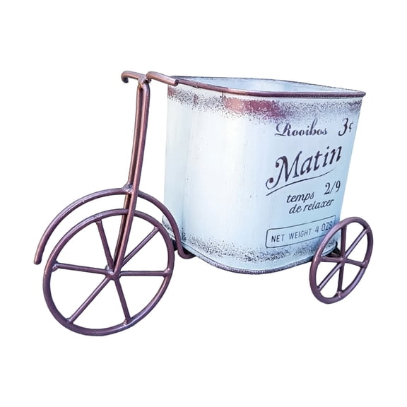 Rusty Metal Bicycles Bucket Planter Rolling Flowers Cart Decorative Wheelbarrow
