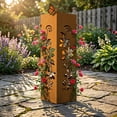 thumbnail image 1 of Rusty Metal Garden Column, 15.7 inches Garden Column Rust Steel Statue without Lid, Modern Garden Sculpture, Metal Patio Landscape Decor, Art Column for Lawn, Porch, Backyard Decoration, Style E, 1 of 9