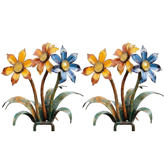 Rusty Metal Garden Stake Rusty Flower Yard Art Iron Flower Decoration for Outdoor Ornament Accessories