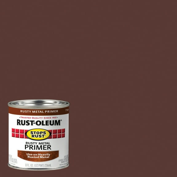 6 Pack, Rusty Metal, Rust-Oleum Stops Rust Flat Primer- 7769730, 1/2 Pint