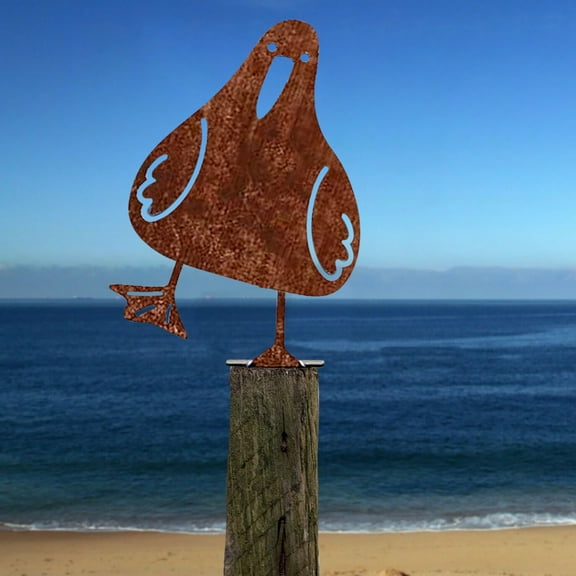 Rusty Metal Seagull Statue One Leg Standing, Garden Fence Decorative Ornament, By Meiiso, Large Inventory!
