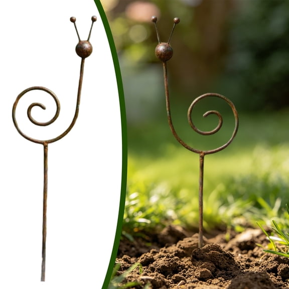 Rusty Metal Snail Garden Stake, 10.4 Inch Yard Art Sculpture, Metal Yard Art, Snail Garden Decor, Outdoor Lawn Ornament for Patio, Porch, Backyard Decorations