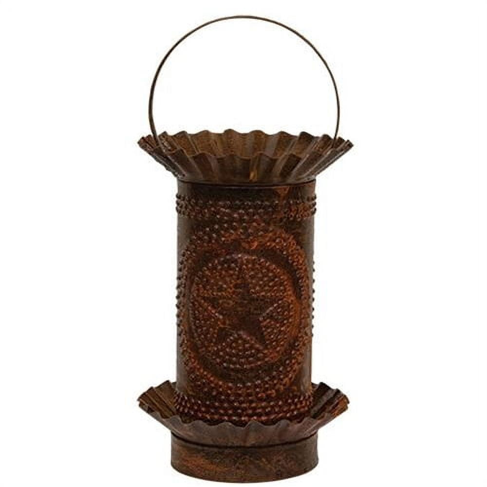 Rustic Brown Tin Wax Melt Warmer with Star Design
