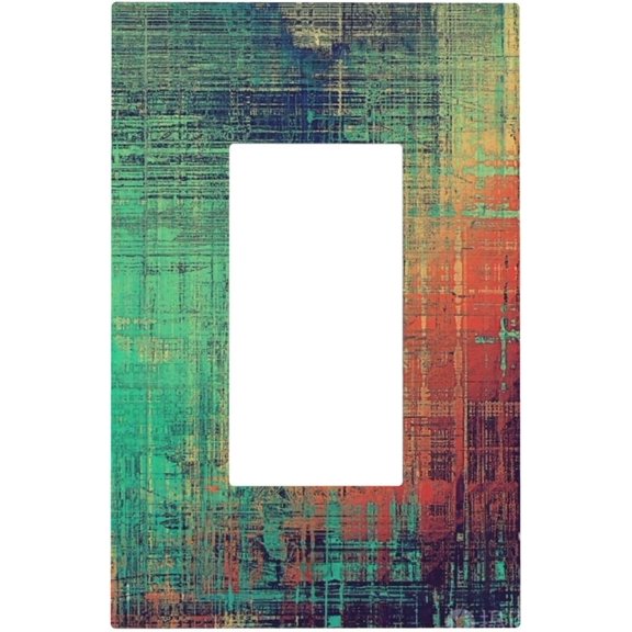 Rusty Mossy Green Rust Copper Patina 1 Gang Rocker/GFCI Outlet Light Switch Wall Plate Cover Faceplate Decorative Faceplate for Bathroom Home Living Room Bedroom Decorate