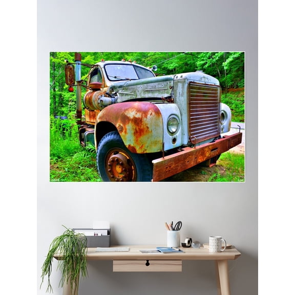 Rusty Old Truck Poster Wall Art, Modern Wall Decor For Living Room Bedroom, 24x36 UNFRAMED
