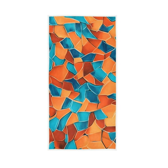 Rusty Orange and Turquoise Blue Random Face Towel Absorbent Hand Towels Bath Sport Gym