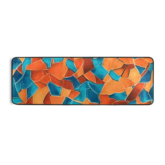Rusty Orange and Turquoise Blue Random Runner Rug for Hallways Kitchen Non Slip 2'x 6' Washable Hall Carpet for Bedroom Entryway Laundry Room