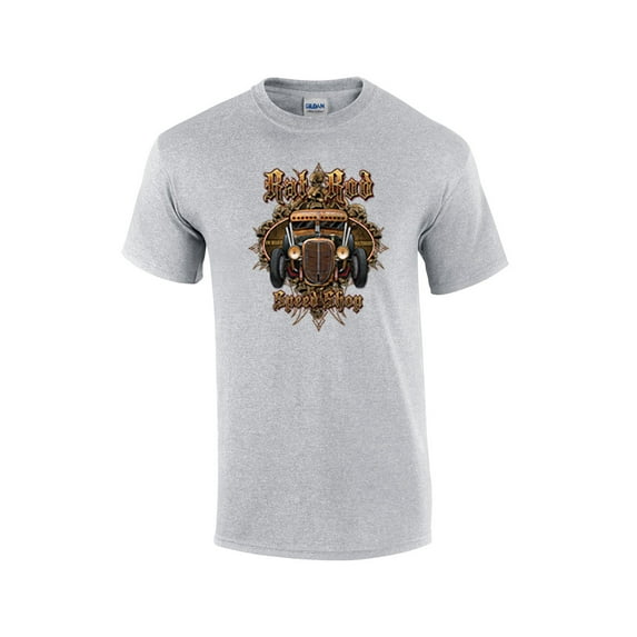 Rusty Rat Rod Speed Shop Short Sleeve T-shirt Auto Automobile Racing Mechanic Garage Classic Antique Retro Gears-Sportsgray-Small