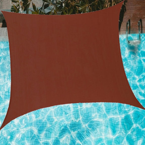 Rusty Red 16ft x 16ft Waterproof Sun Shade Sail Canvas Sun Awning Shelter, UV Block Canopy For Garden Patio