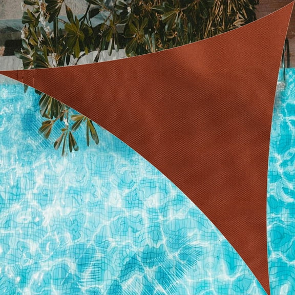 Rusty Red 16ft x 16ft x 16ft Waterproof Sun Shade Sail Canvas Sun Awning Shelter, UV Block Canopy For Garden Patio