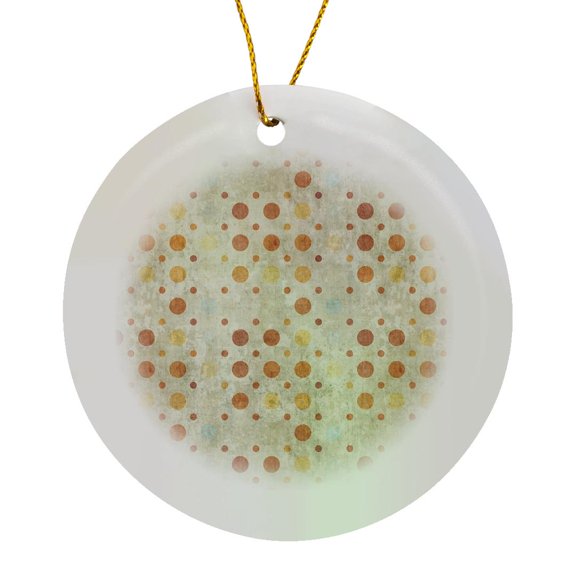 3drose, Rusty Red and Yellow Big and Small Tossed Polka Dots, Circle Porcelain Ornament
