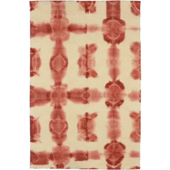 Rusty Red Cream Tie-Dye 5X8 Hand-Tufted Modern Rug