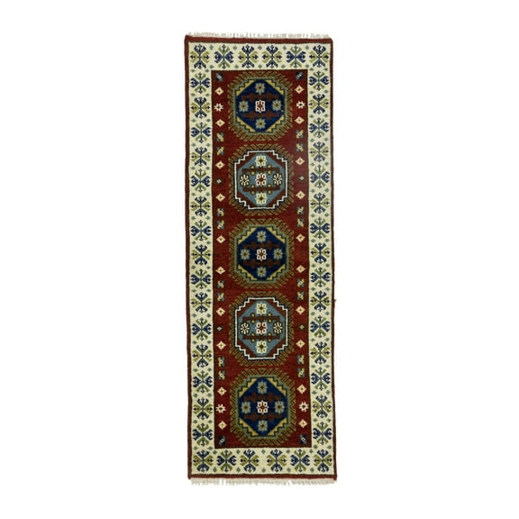 Rusty Red Tribal 2'3X6'6 Kazak Oriental Runner Rug