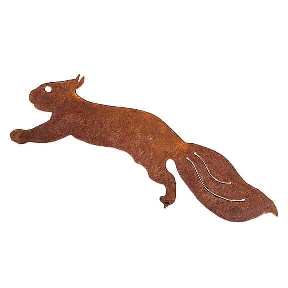 Rusty Running Squirrel Decor Metal Squirrel Silhouette Creative Running Squirrel Statue Ornament Iron Art Tree Decor with Rusty Patina for Garden Sculpture Patio Yard
