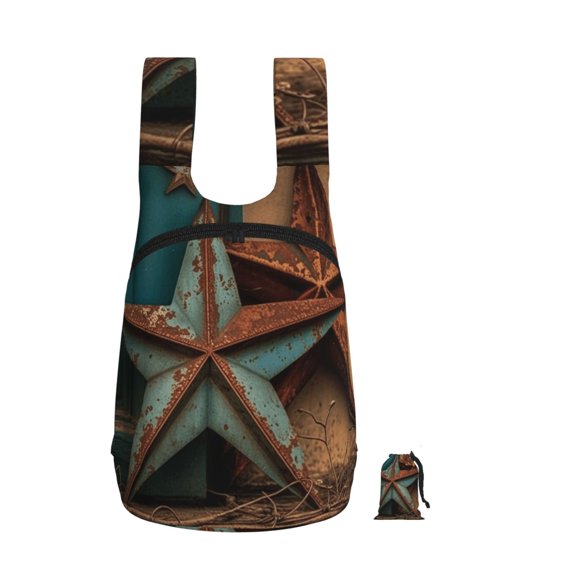 Rusty Stars Country Primitive Rustic Vintage Foldable Storage Backpack Lightweight Packable Travel Daypack for Shopping Commuting Hiking