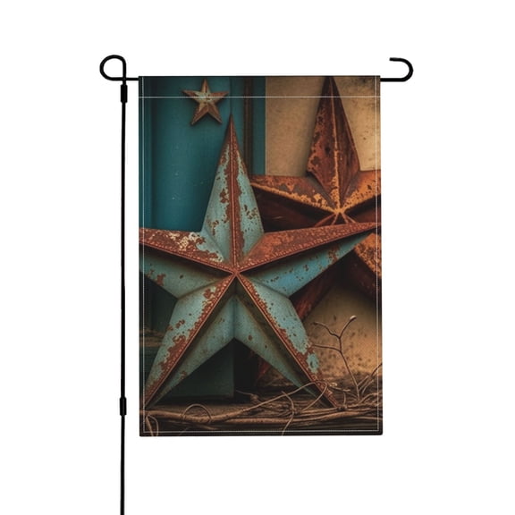 Rusty Stars Country Primitive Rustic Vintage Garden Flag Outdoor House Flags 12 X 18 Inch Banner Yard Home Decoration