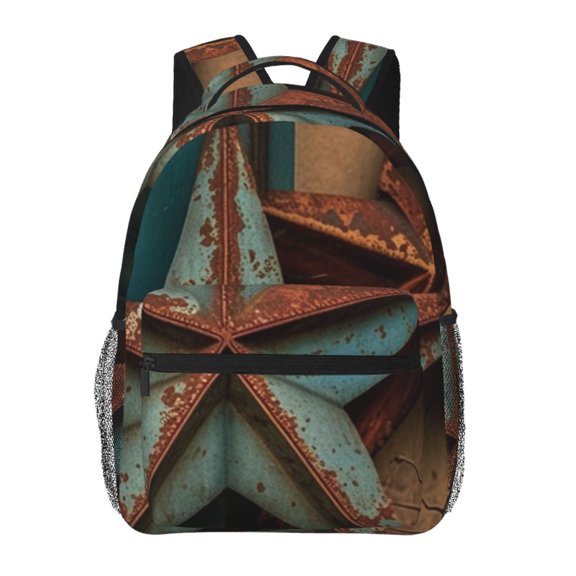 Rusty Stars Country Primitive Rustic Vintage Laptop Backpack Travel Rucksack for Teens Adults, Fits 15-inch Notebook