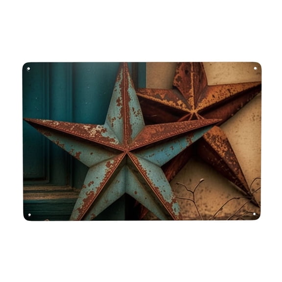 Rusty Stars Country Primitive Rustic Vintage Metal Tin Sign Home Kitchen Office Bedroom Cafes Room Wall Decor 8x12 Inch