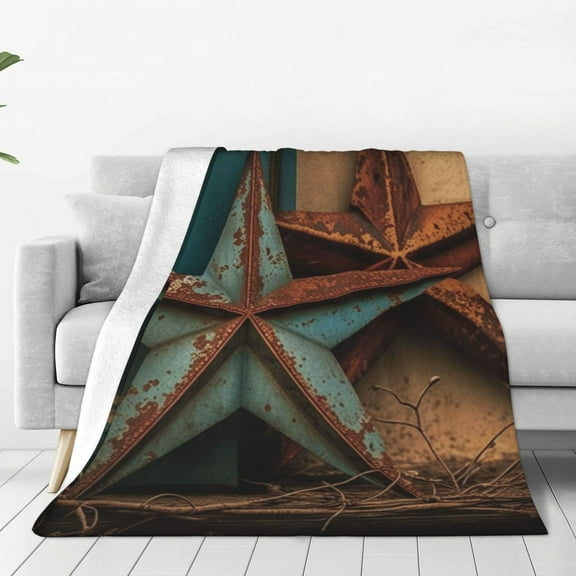 Rusty Stars Country Primitive Rustic Vintage Throw Blanket Super Soft Lightweight Cozy Fluffy Plush Blanket for Bed Couch Sofa Chair 40x30