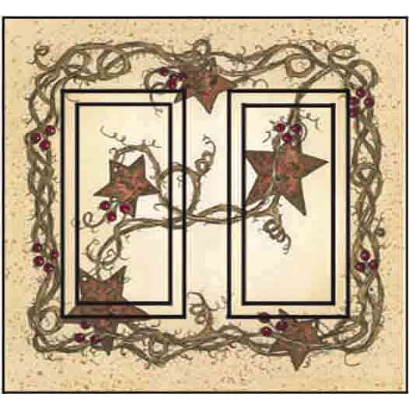 Rusty Stars Double Rocker SwitchStix Peel and Stick Art Deco Switch Plate Cover Applique Washable Heat/Steam/Water-Resistant - 1 unit