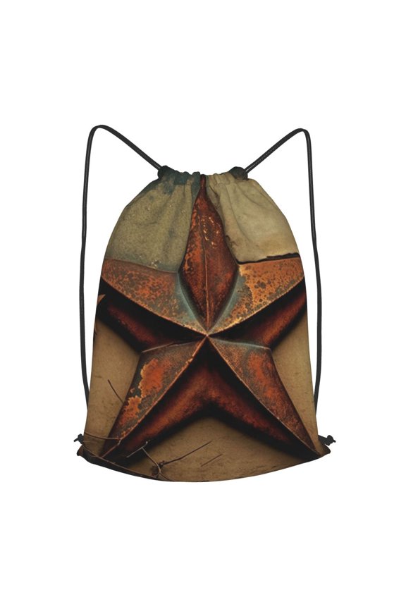 Rusty Stars Primitive Country Rustic Vintage Drawstring Backpack Gym String Bag Sports Sackpack Cinch Sack, Small