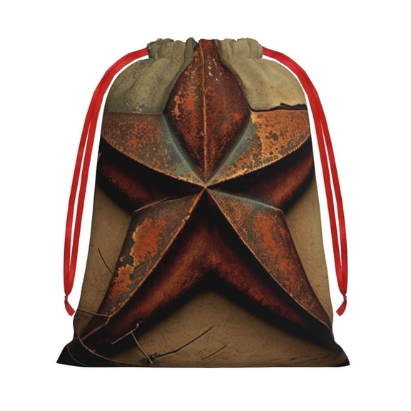 Rusty Stars Primitive Country Rustic Vintage Drawstring Gift Bag Soft Pouch Reusable Favor Bags for Christmas, Halloween, Candy, Wedding, Birthday