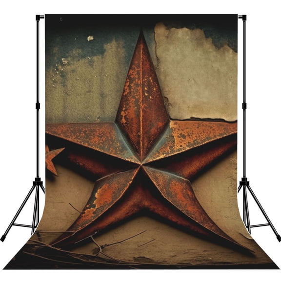 Rusty Stars Primitive Country Rustic Vintage Photography Backdrop 5x7Ft Background for Photo Studio Video Recording Birthday Party Wedding Home Decor