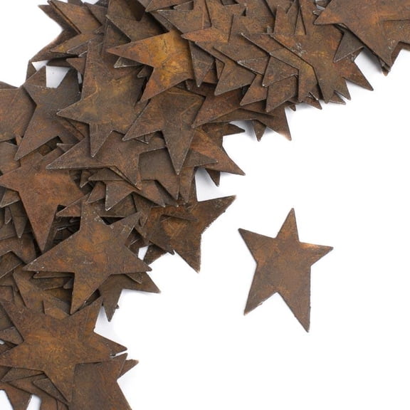 Factory Direct Craft Decoration, Primitive Stars Set Tin Farmhouse, Brown, 36 Count