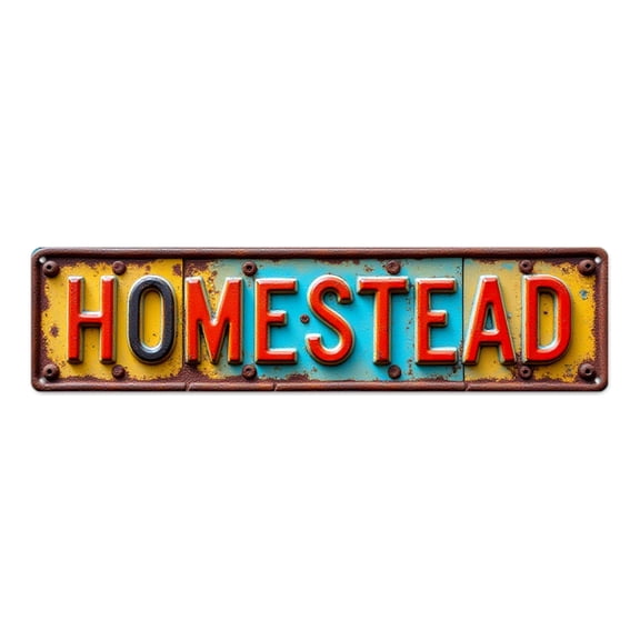 Rusty tin signs 16*4 inches "HOMESTEAD" Industrial Farmhouse Decor