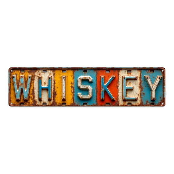 Rusty tin signs 16*4 inches "WHISKEY" License Plate Look Retro Wall Art