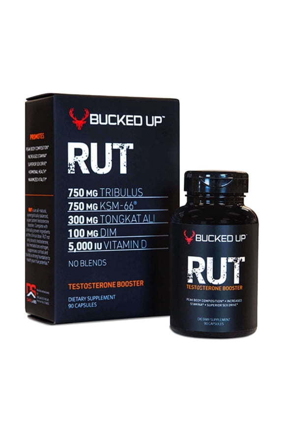 Rut Testosterone Booster, Men's Strength & Vitality Supplement, Gluten Free, 90 Capsules