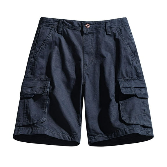 Rutainlusire Big Mens Shorts Casual Men's Pure Color Outdoors Pocket Beach Work Trouser Cargo Shorts Pant