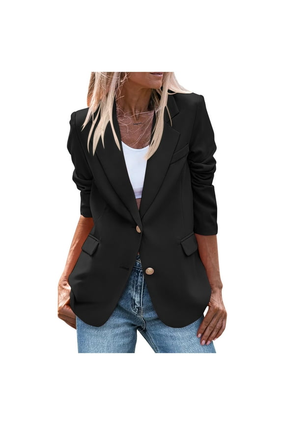 Blazers for Women Trendy Womens Casual Suit Jacket Womens Bussiness Casual Blazers Open Front Long Sleeve Work Office Blazer Jacket With Shoulder Pads Fall Fashion 2024
