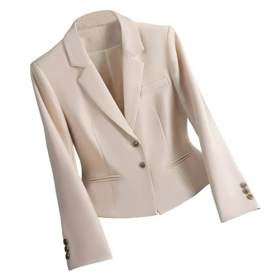Rutainlusire Blazers for Women Business Casual Womens Fall Cropped Blazer Ladies Solid Color Lapel Button Elegant Suit Jacket