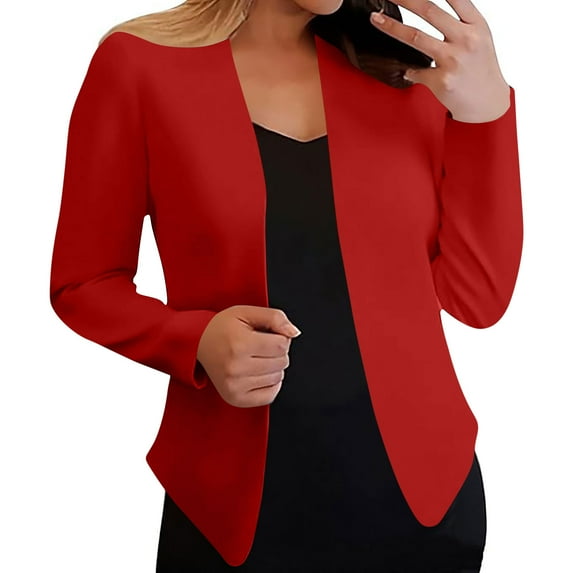 Rutainlusire Blazers for Women Women's Fashion Solid Color Blouses Long Sleeved V-neck Casual Suit Jacket Tops