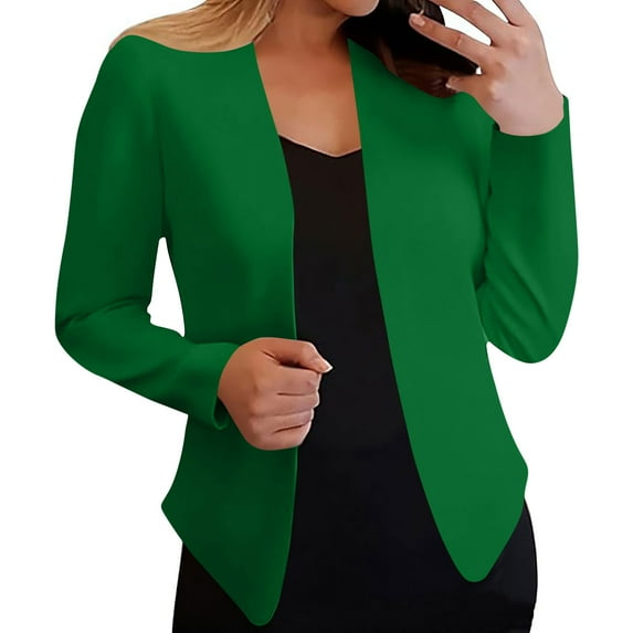 Rutainlusire Blazers for Women Women's Fashion Solid Color Blouses Long Sleeved V-neck Casual Suit Jacket Tops