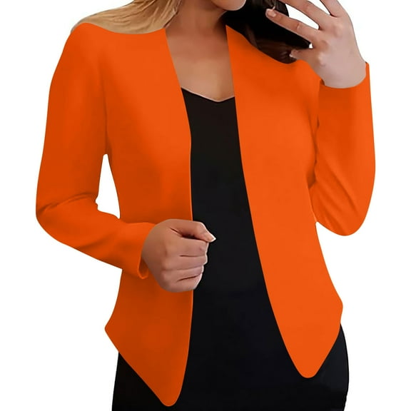 Rutainlusire Blazers for Women Women's Fashion Solid Color Blouses Long Sleeved V-neck Casual Suit Jacket Tops