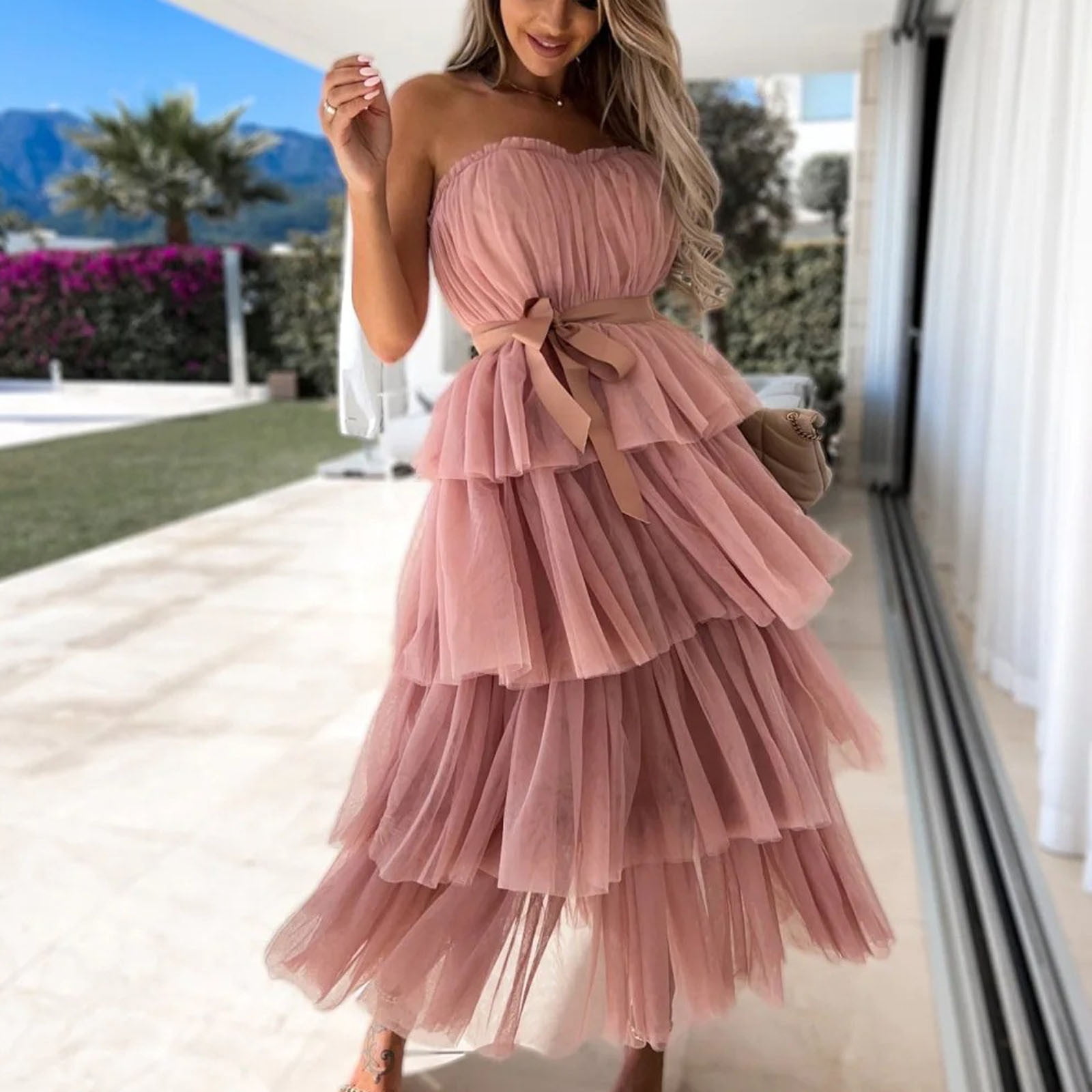 long chiffon dress woman brand BerryGo Womens Flowy Maxi Sleeve Slit V Neck Casual Ruffle Tiered Boho Fall Wedding Guest Long Dress(Black,Small) at Amazon Women's Clothing store make a statement in Corbett Color:33.5x17.7x42.1 inch / 85x45x107 cm / Natural Wood Color / Dressing Table (right cabinet + shelf) + makeup stool Fashion Ladies O-neck High
