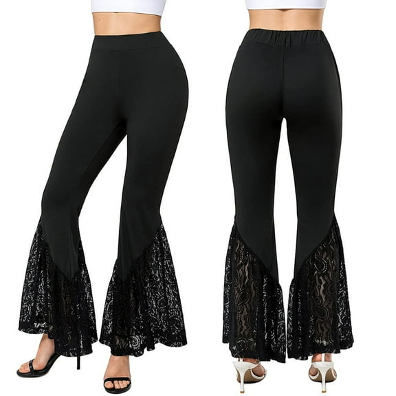 Rutainlusire Womens Pants Womens Clothes Fashion Causual Women's Solid Slimming Lace Flared Yoga Stretch Sports Pants