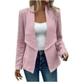 thumbnail image 1 of Rutainlusire Fall Collared Solid Color Trendy Jackets for Women Women Solid Fall And Winter Textured Trendy Casual Jackets Lapel Collar Open Front Woolen Fabric Outerwear Coat With Pocket, 1 of 5
