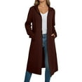 thumbnail image 1 of Rutainlusire Fall Winter Fashion Solid Color Long Cardigan Hooded Coat Jackets for Women Women's Classic Longline Hooded Cardigan In Soft Fabric Featuring Side Pockets And An Open Front, 1 of 5