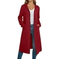 thumbnail image 1 of Rutainlusire Fall Winter Fashion Solid Color Long Cardigan Hooded Coat Jackets for Women Women's Classic Longline Hooded Cardigan In Soft Fabric Featuring Side Pockets And An Open Front, 1 of 6