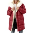 thumbnail image 1 of Rutainlusire Fleece Jacket Women Full Zip Women's Long-sleeved Hooded Pocket Solid Color Casual Cotton Jacket, 1 of 5