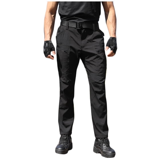 Rutainlusire Fleece Pants for Men Casual Fashion Solid Multi-Pocket Sports Outdoor Trousers Pants