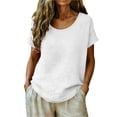 thumbnail image 1 of Rutainlusire Ladies Soft Breathable Relaxed Fit Tops Womens Casual Fashion Solid Color Short Sleeve Tops, 1 of 5