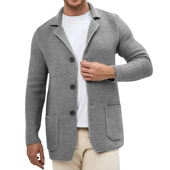 Rutainlusire Mens Button Casual jacket Men's Winter Knitted Breasted Sweater Jacket Warm Cardigan Men's Long Sleeved Top