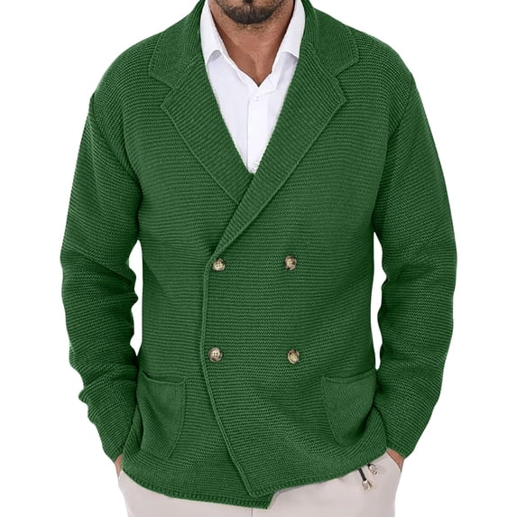 Rutainlusire Mens Button Coat jacket Men's Winter Knitted Double Breasted Sweater Jacket Warm Cardigan Men's Long Sleeved Top