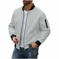 thumbnail image 1 of Rutainlusire Mens Casual Sports Bomber Jackets Fall Winter Men's Solid Color Long Sleeved Stand-up Collar Zipper Pocket Jacket, 1 of 6
